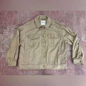 Madewell khaki light weight denim canvas shacket shirt jacket small oversized